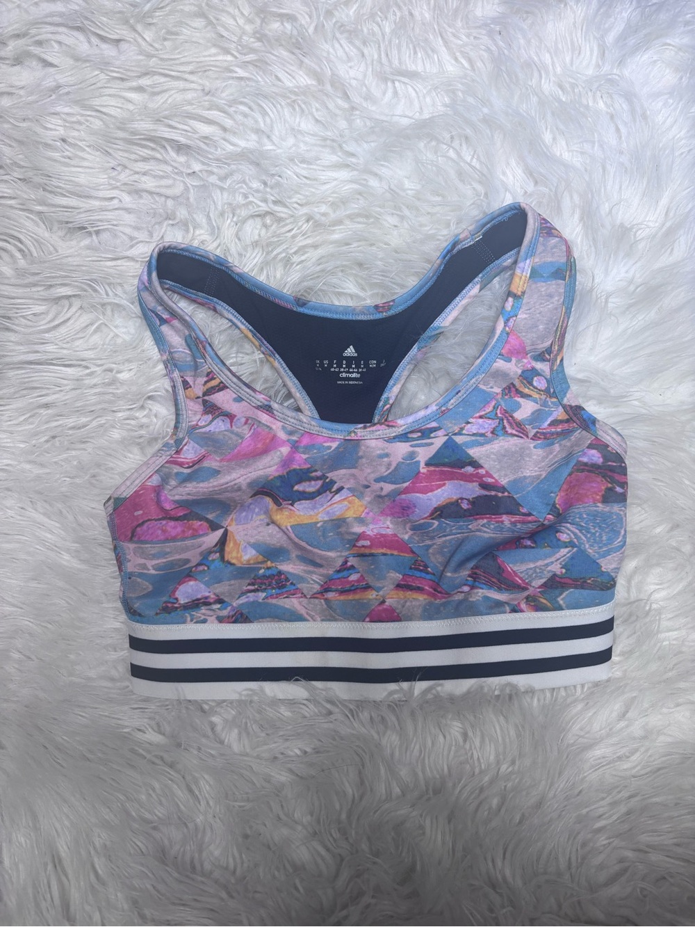 adidas Women’s Pink, Blue & Purple Patterned Swim Bikini Top